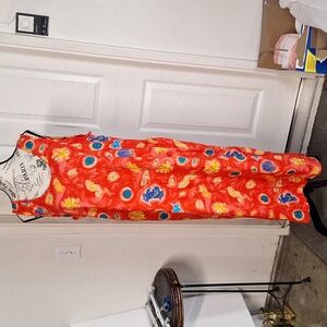 Appel Colorful Floral Sleeveless Tropical Midi dress Sz L